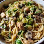 Creamy Chicken, Brussels Sprouts & Mushrooms One-Pot Pasta