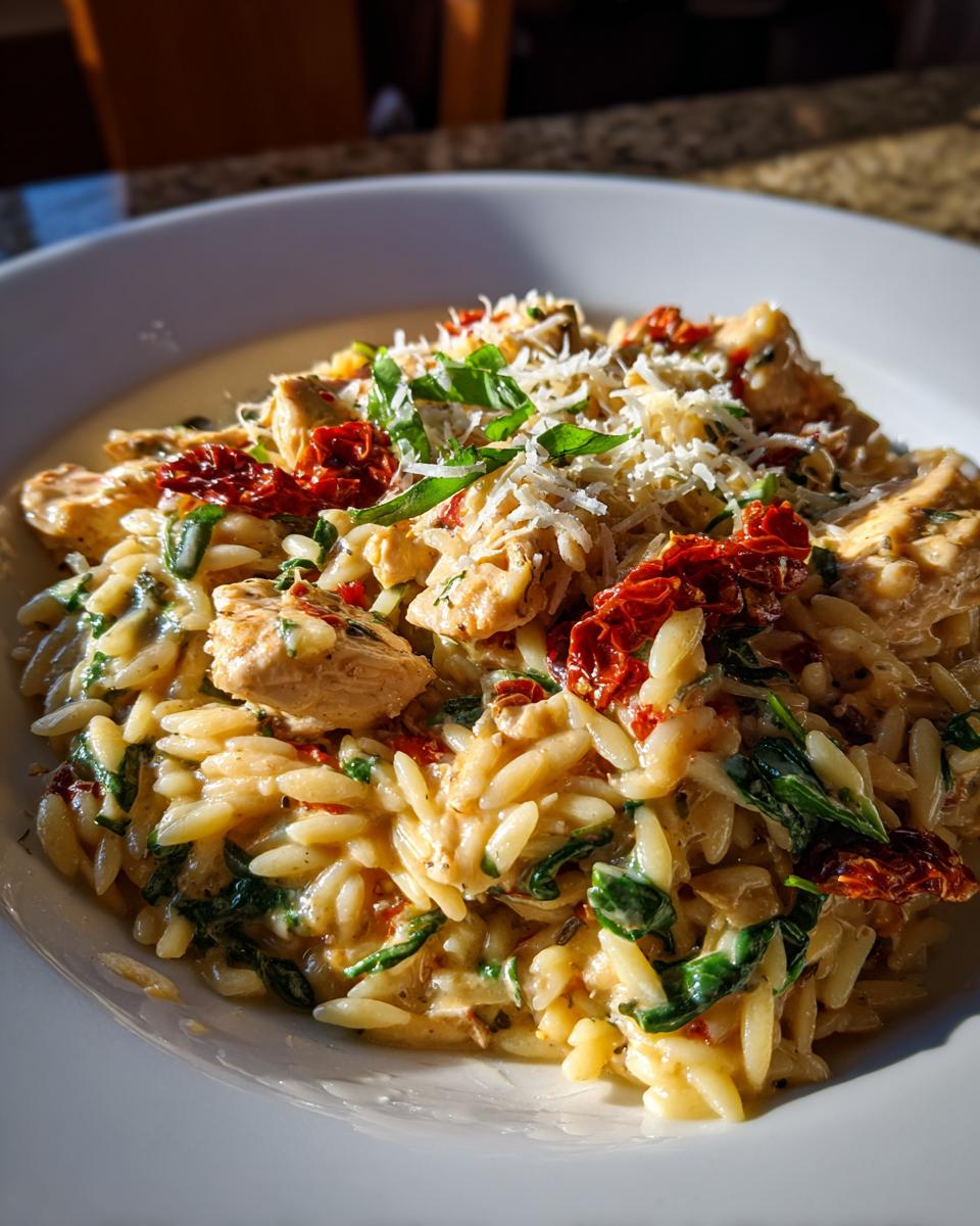 Dreamy Tuscan Chicken Orzo: 1 Pot Comfort 5 Creamy Tuscan Chicken Orzo with Sun-Dried Tomatoes - detail 2