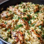 Garlic Butter Chicken and Orzo Skillet