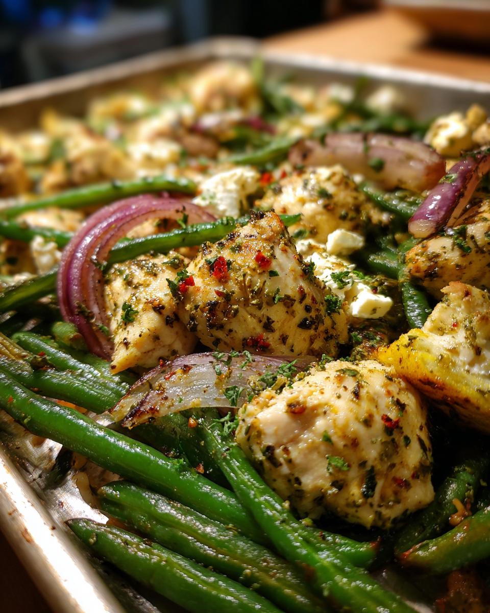 Greek Chicken Sheet Pan Dinner with Green Beans and Feta - detail 2