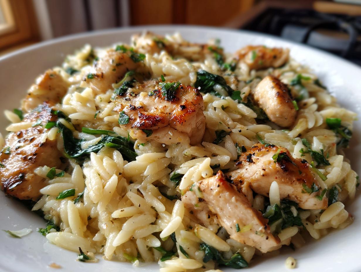 Amazing Lemon Garlic Chicken Orzo: 35 Min Meal 5 Lemon Garlic Chicken Orzo with Spinach & Parmesan - detail 1