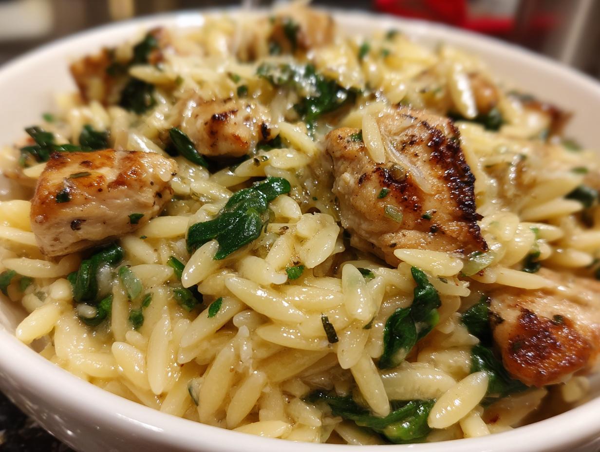 Amazing Lemon Garlic Chicken Orzo: 35 Min Meal 6 Lemon Garlic Chicken Orzo with Spinach & Parmesan - detail 2