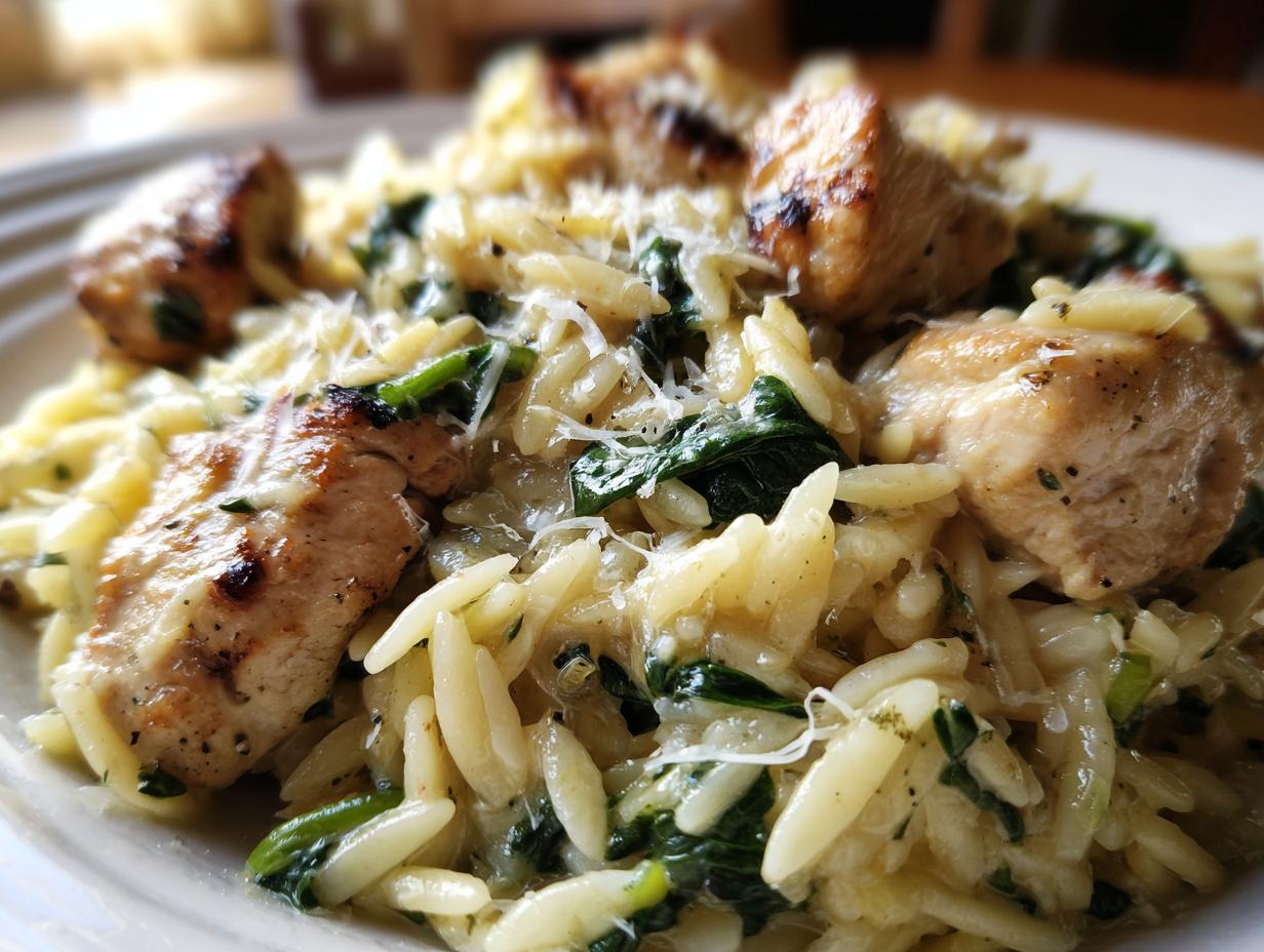Amazing Lemon Garlic Chicken Orzo: 35 Min Meal 7 Lemon Garlic Chicken Orzo with Spinach & Parmesan - detail 3