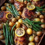 Lemon Garlic Chicken Thighs with Potatoes & Beans