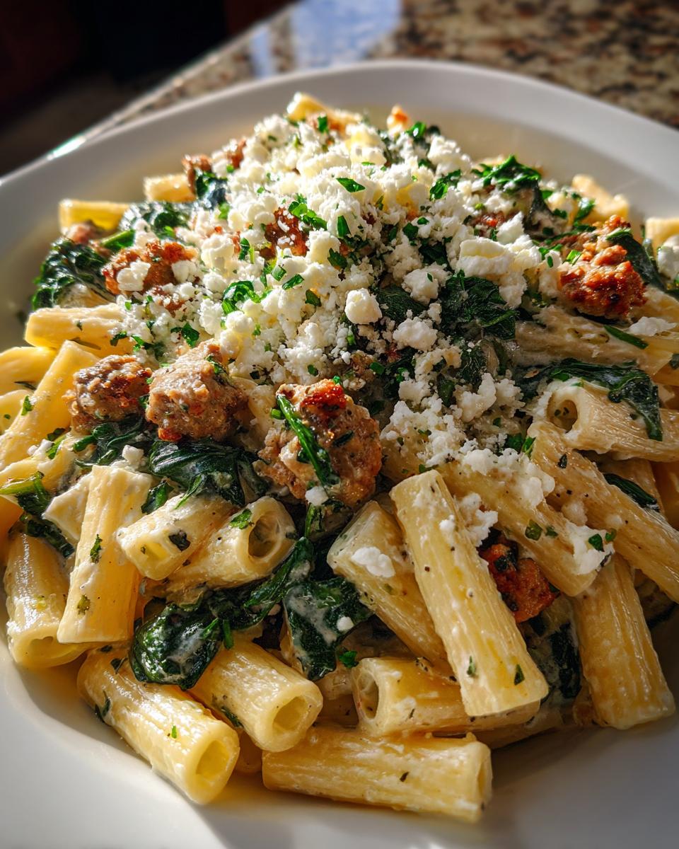 Amazing One-Pot Spinach, Chicken Sausage Pasta 6 One-Pot Spinach, Chicken Sausage & Feta Pasta - detail 2