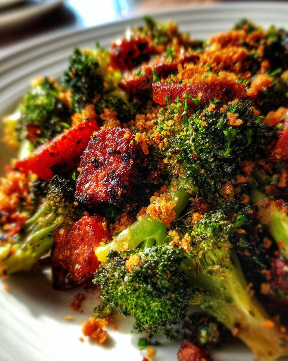 Amazing Sheet-Pan Broccoli & Chorizo Salad 1 5 Sheet-Pan Broccoli & Chorizo Salad With Tortilla-Chip Gremolata - detail 2