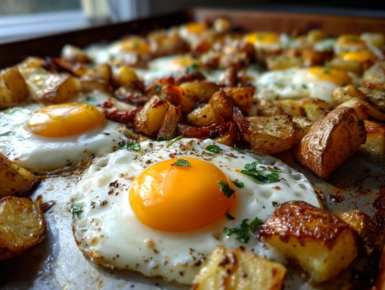 Sheet-Pan Eggs Potatoes: 4 Foolproof Ways 7 Sheet-Pan Eggs & Potatoes, Huevos Rotos-Style - detail 3