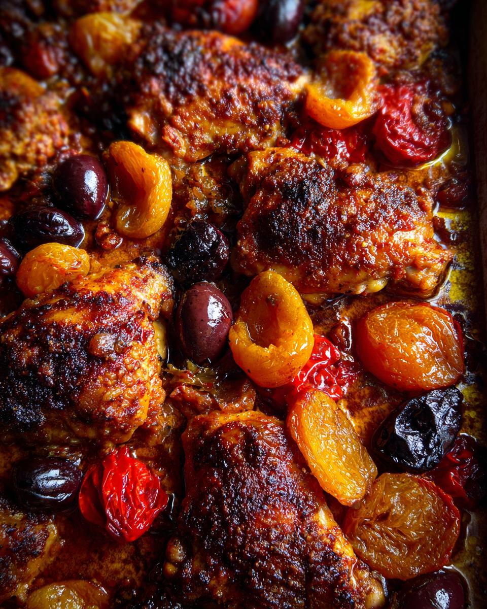 Sheet-Pan Harissa Chicken With Smashed Olives & Apricots - detail 2