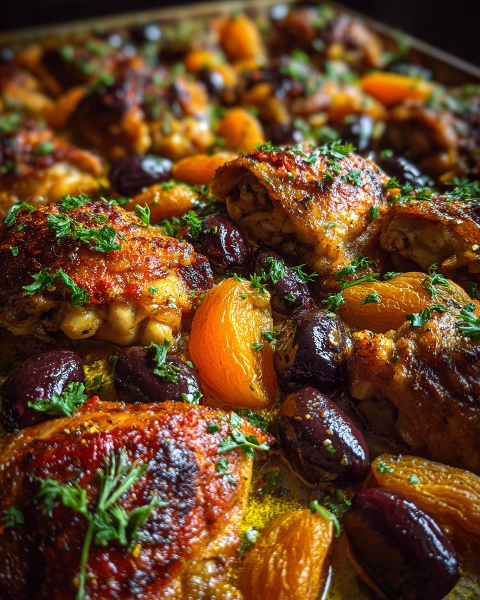 Sheet-Pan Harissa Chicken With Smashed Olives & Apricots - detail 3