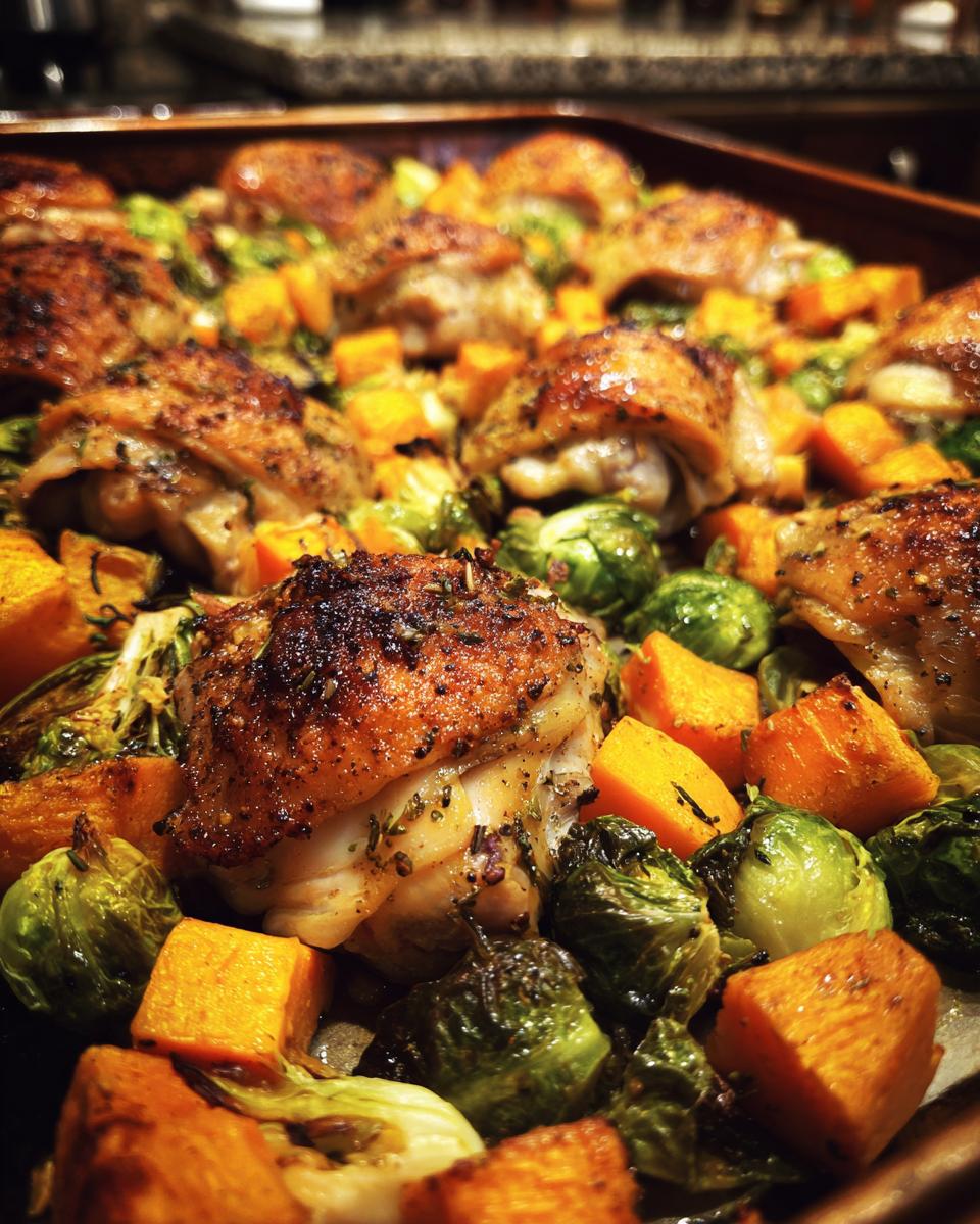 Sheet Pan Sweet Potato Chicken Thighs: 1 Amazing Meal 5 Sheet Pan Sweet Potato, Brussels Sprouts & Chicken Thighs - detail 1