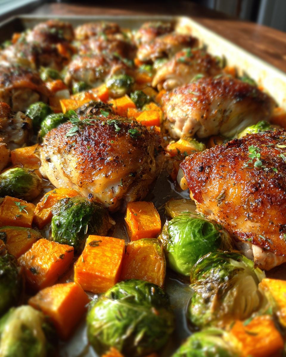Sheet Pan Sweet Potato Chicken Thighs: 1 Amazing Meal 6 Sheet Pan Sweet Potato, Brussels Sprouts & Chicken Thighs - detail 2