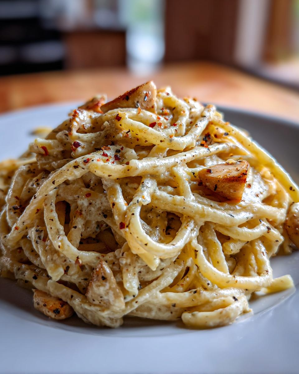 Vegan Alfredo Pasta with Almond Milk - detail 1