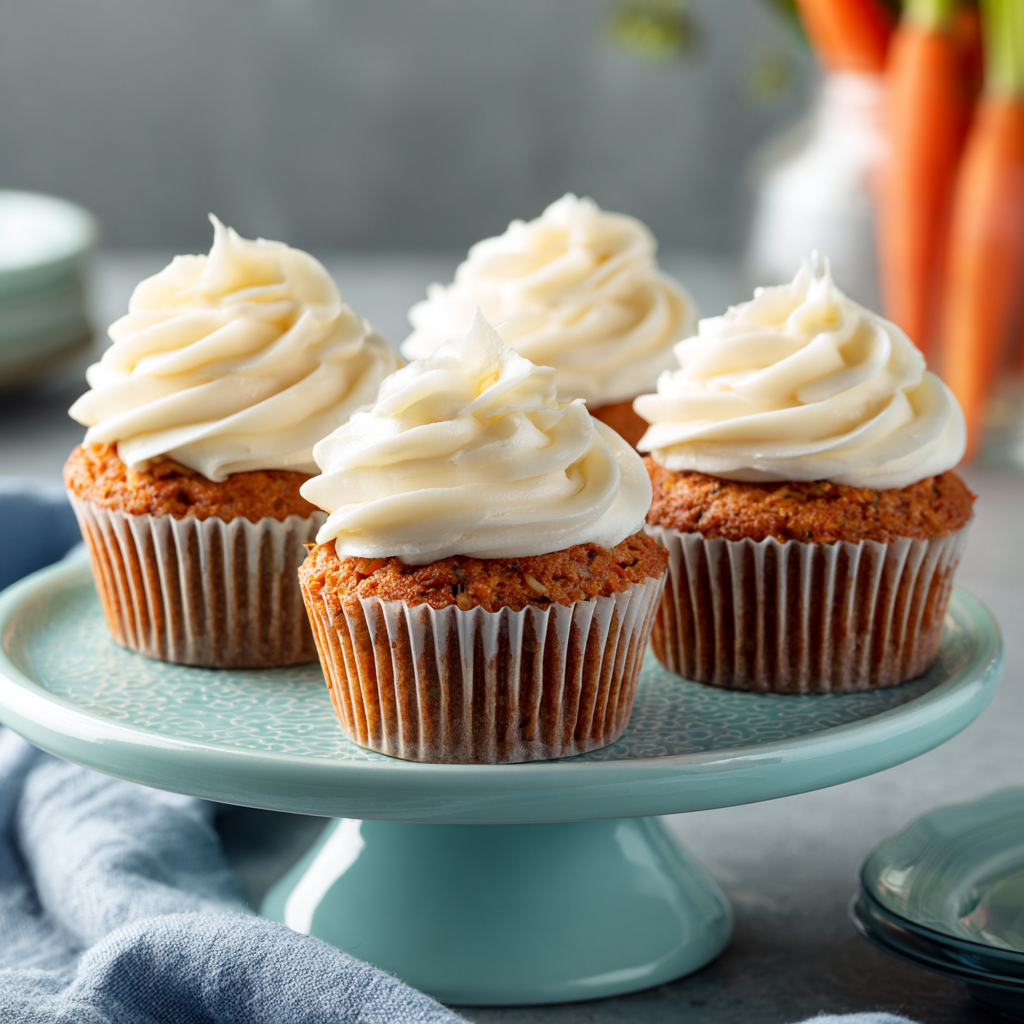 Carrot cake cupcakes made from one-bowl recipe