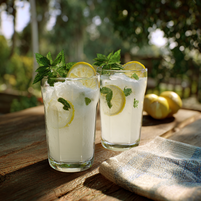 Creamy lemonade TikTok recipe served with mint garnish