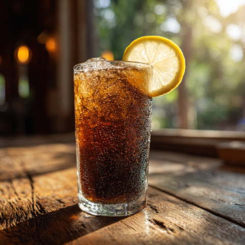 Espresso soda with lemon wedge – social media recipes