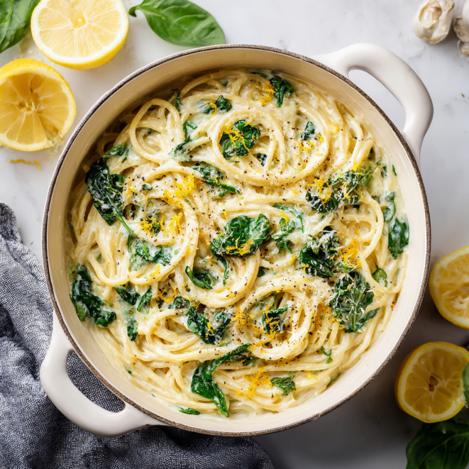Lemon Ricotta Spinach Pasta in One Pot