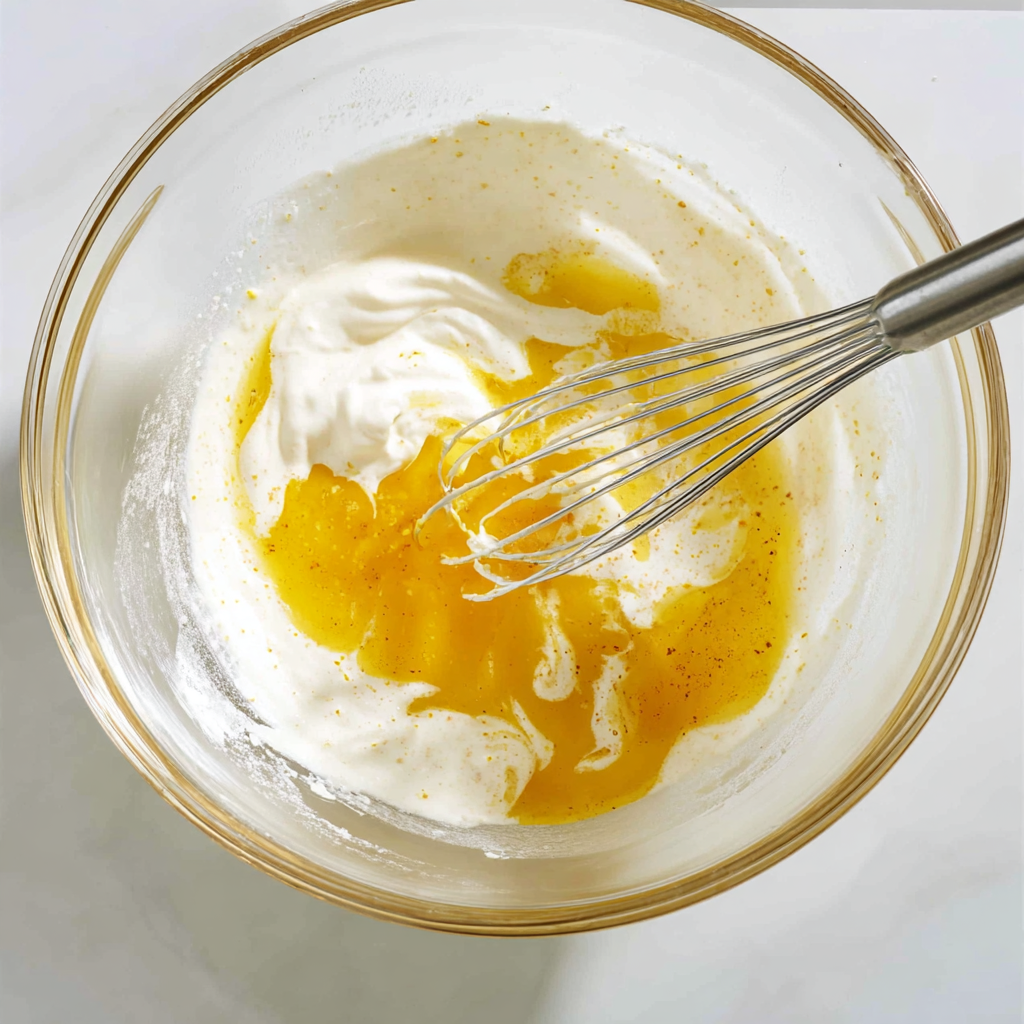 Mixing One-Bowl Greek Yogurt Cake batter