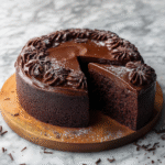 one-bowl chocolate fudge cake with ganache topping