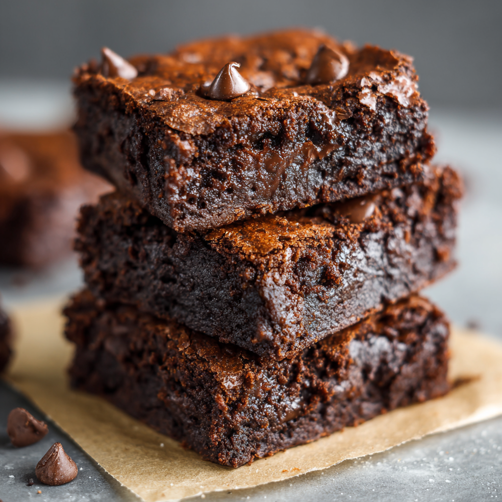 One-bowl double chocolate brownies on tray