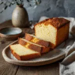 one-bowl pound cake on cooling rack with golden crust