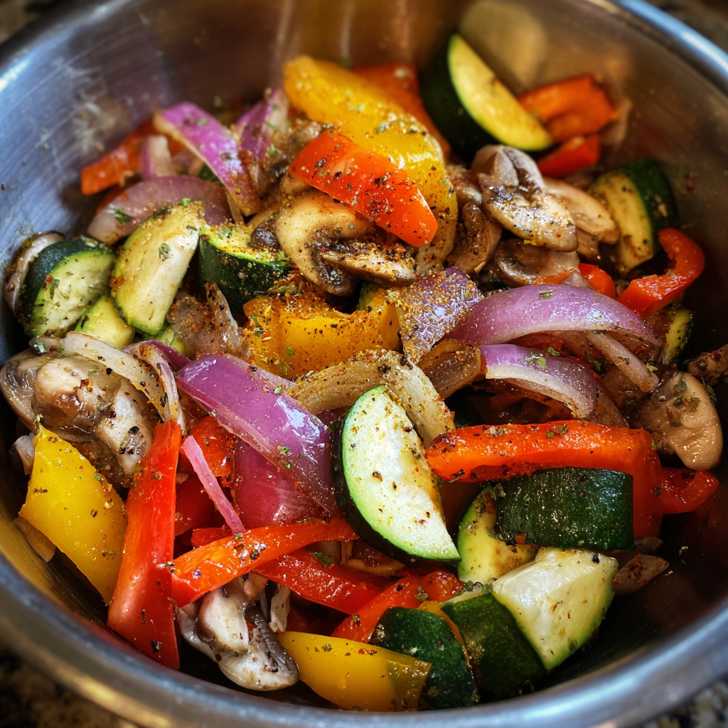 Prepping vegetables for one-pan fajitas