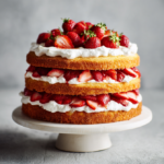 layered one bowl strawberry shortcake and cream