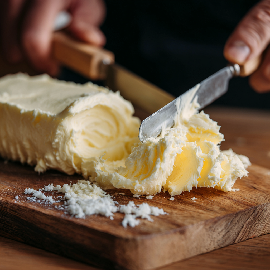 Spreading butter for a Viral Butter Board.