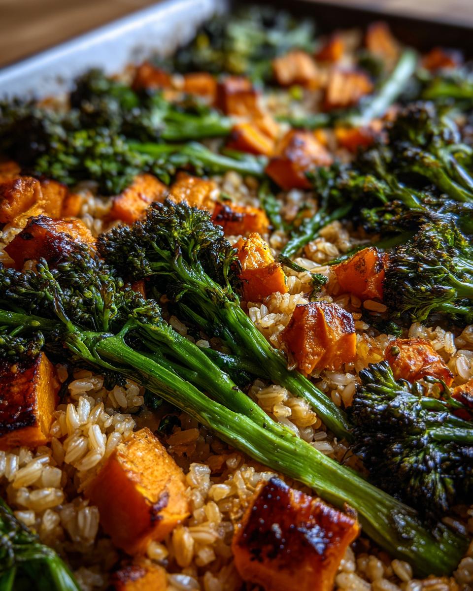 1-Pan Brown Rice, Sweet Potato & Broccoli Rabe – Easy Feasts 6 All-In-One Sheet-Pan Brown Rice With Sweet Potato And Broccoli Rabe - detail 2