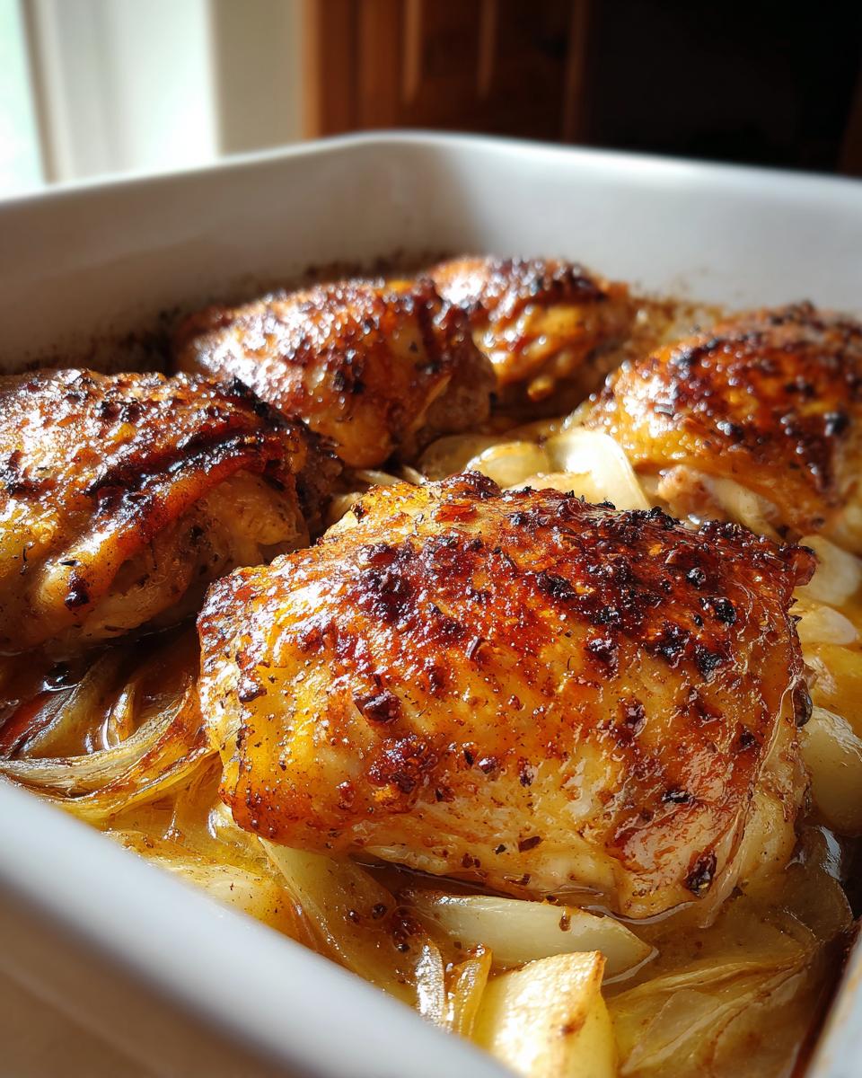 Perfectly Juicy Baked Chicken Thighs with Apples & Onions! 6 Baked Chicken Thighs with Apples and Onions - detail 2