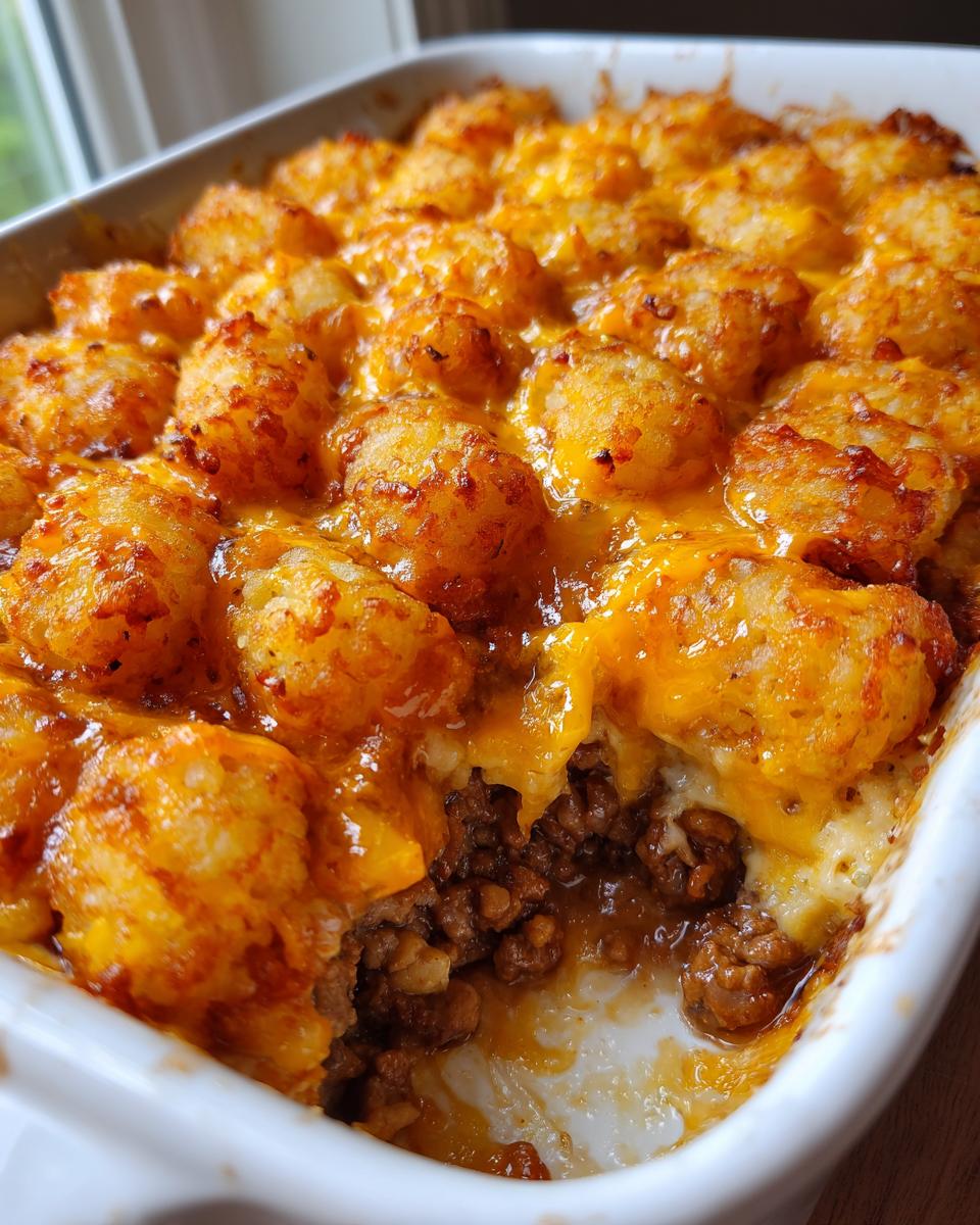 Cheesy Ground Beef Tater Tot Casserole - 10-Min Family Feast 7 Cheesy Ground Beef Tater Tot Casserole – Winter Crowd Pleaser - detail 3