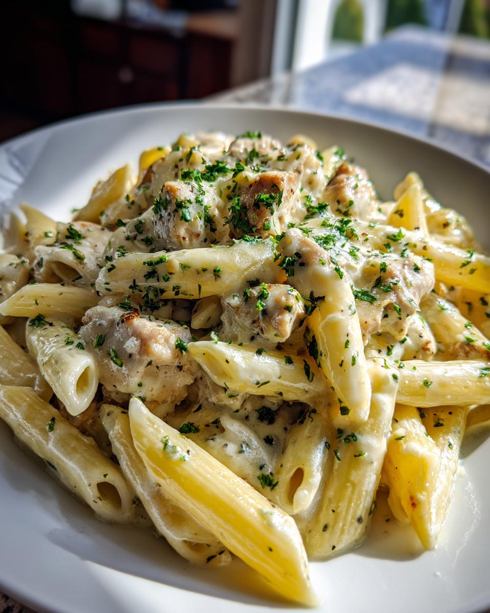 Creamy Chicken Alfredo Penne Pasta - detail 3