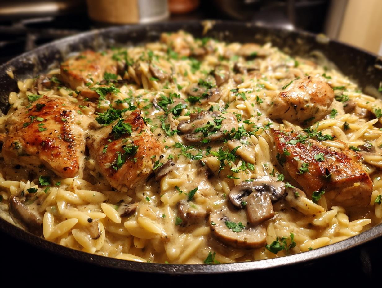Amazing Creamy Chicken Mushroom Orzo: 5 Stars 7 Creamy Chicken Mushroom Orzo - detail 3