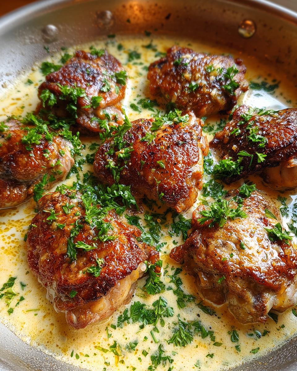 Creamy Garlic Chicken Thighs: 35 Min Quick Fix 6 Creamy Garlic Chicken Thighs in Pan Sauce - detail 2