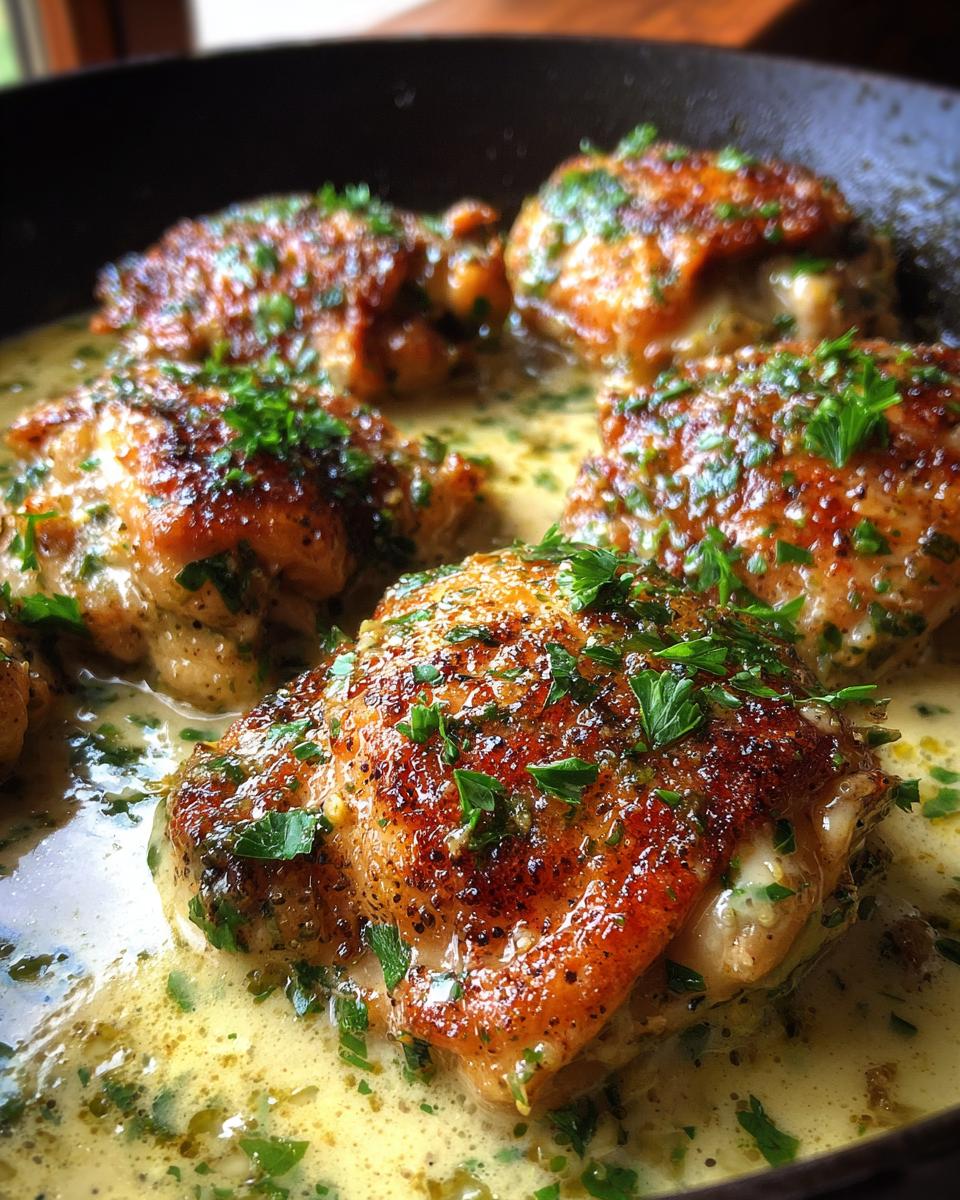 Creamy Garlic Chicken Thighs: 35 Min Quick Fix 5 Creamy Garlic Chicken Thighs in Pan Sauce - detail 1