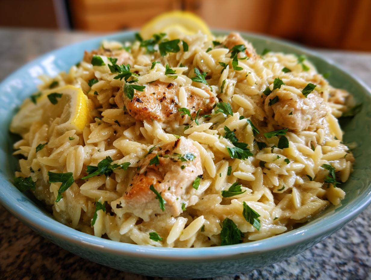 Amazing 1-Pot Creamy Lemon Parmesan Orzo 7 Creamy Lemon Parmesan Orzo with Chicken - detail 3