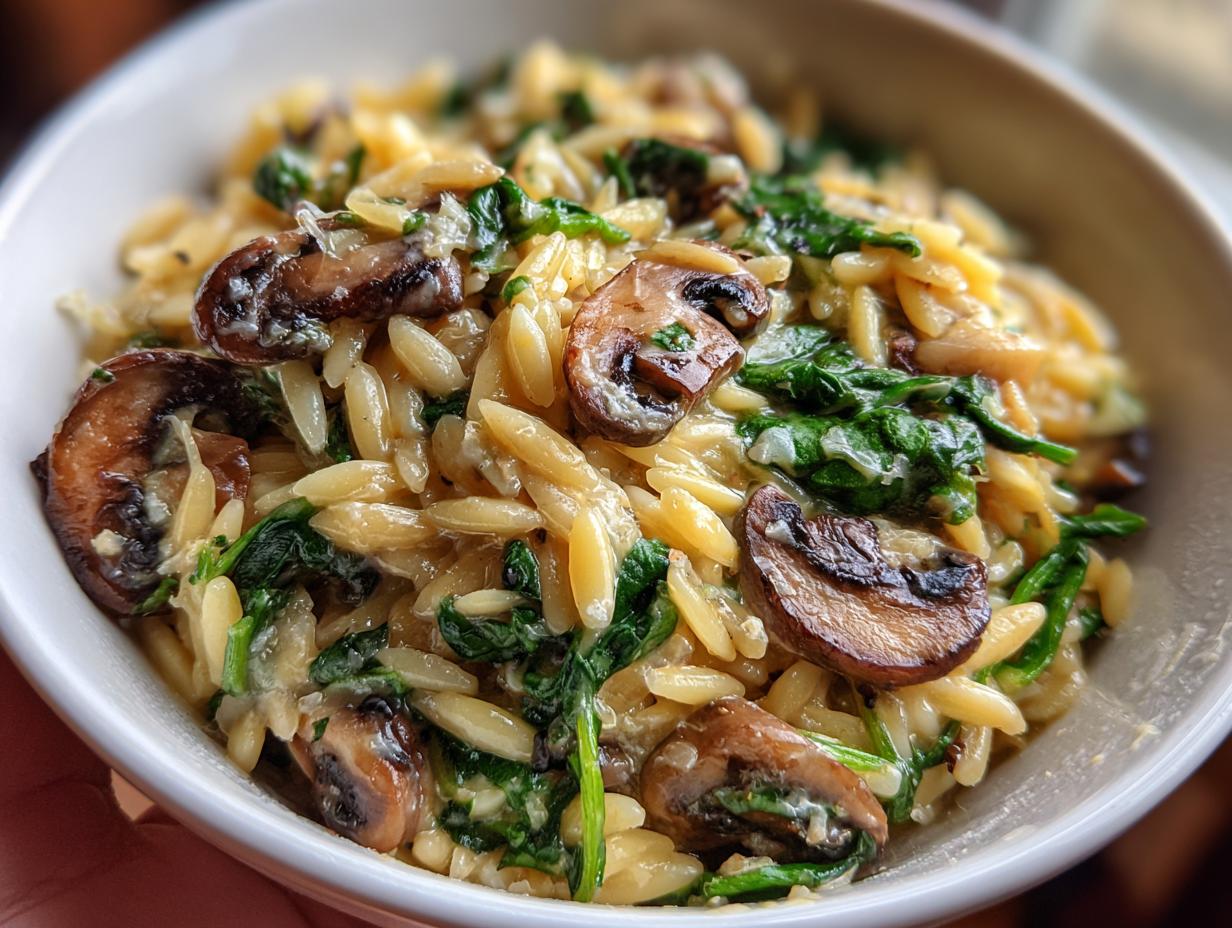 Creamy Parmesan Orzo with Spinach and Mushrooms - detail 1