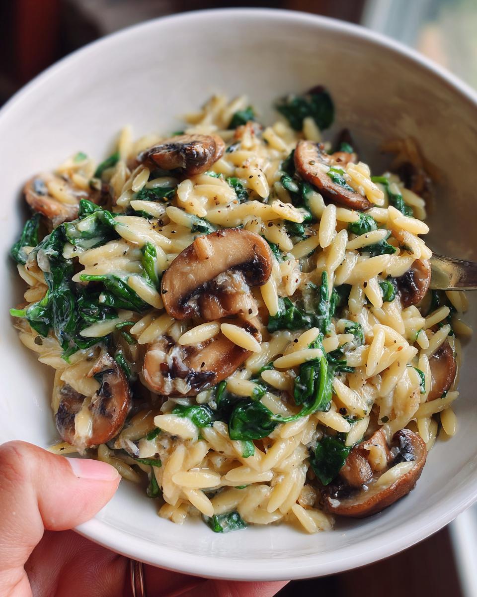 Creamy Parmesan Orzo with Spinach and Mushrooms - detail 3