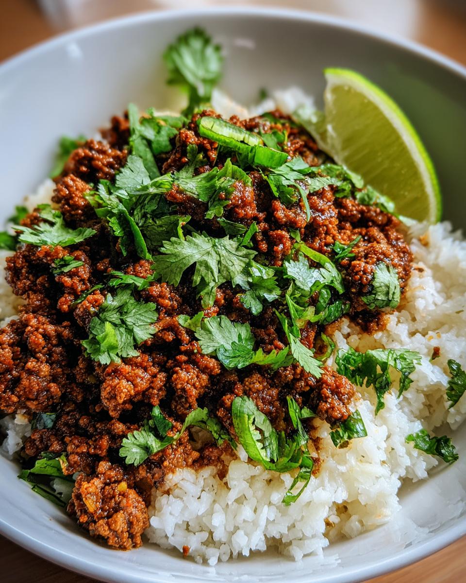 Crispy Chile Ground Beef Bowls: 30g Protein Yum 6 Crispy Chile Ground Beef and Cauliflower Protein Bowls - detail 2