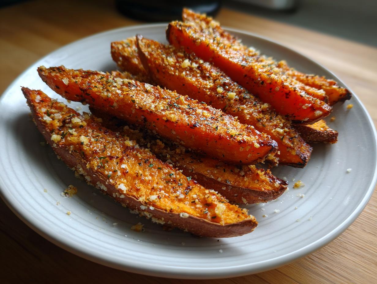 Easy Garlic Parmesan Sweet Potato Wedges - detail 2