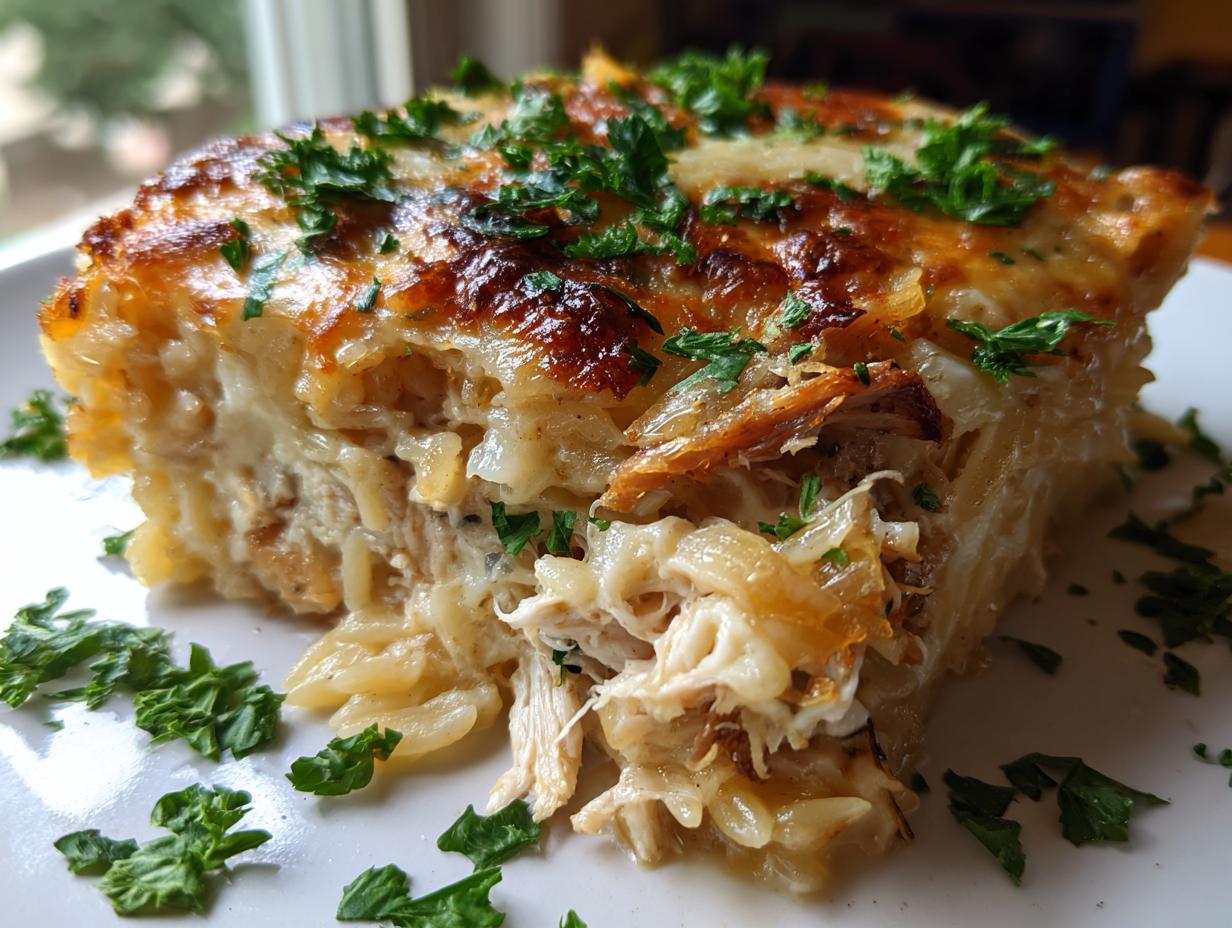 French Onion Chicken Orzo Casserole - detail 3