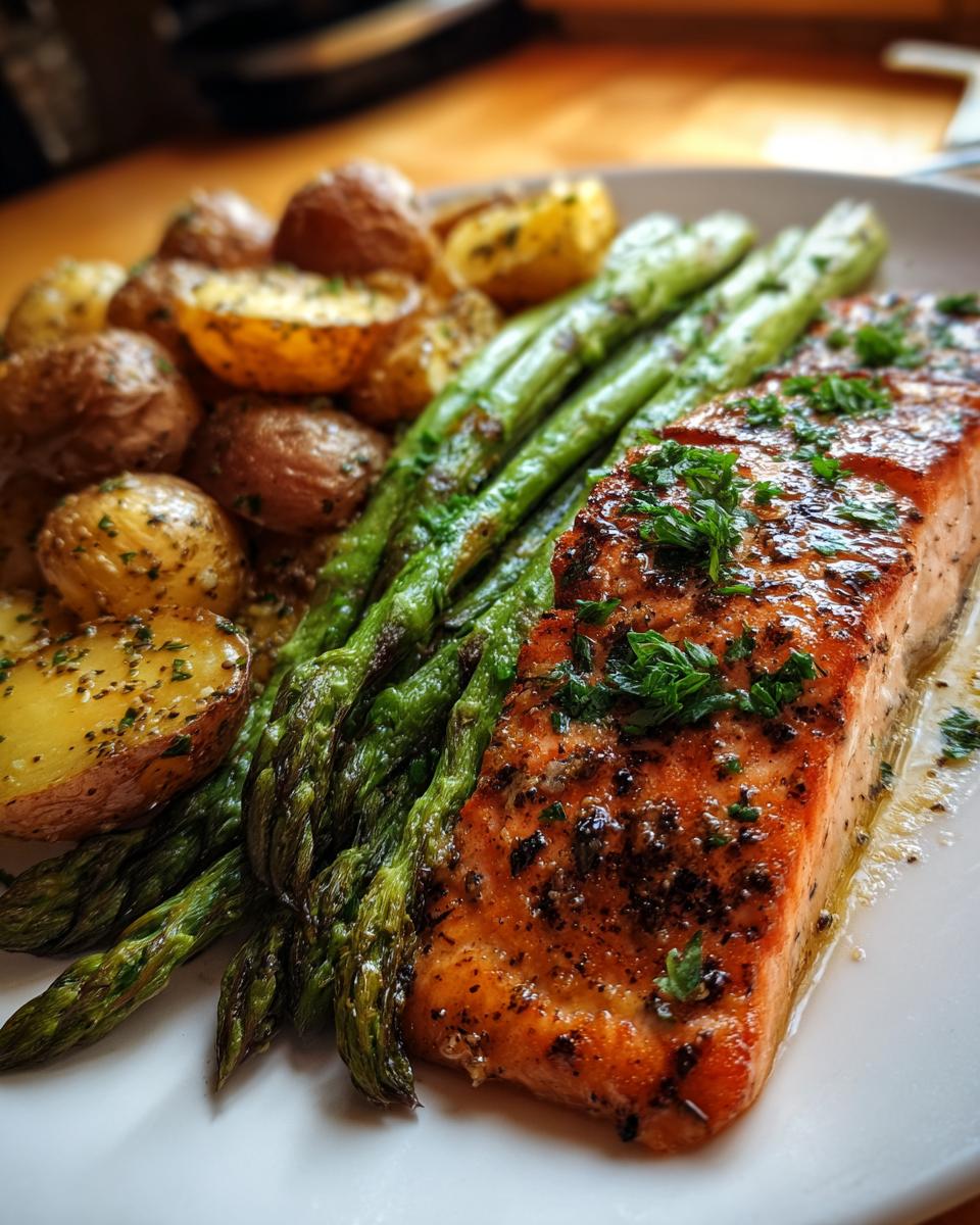 Amazing Garlic Butter Salmon: 1 Pan Wonder 5 Garlic Butter Salmon with Asparagus and Potatoes - detail 1