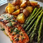Garlic Butter Salmon with Asparagus and Potatoes