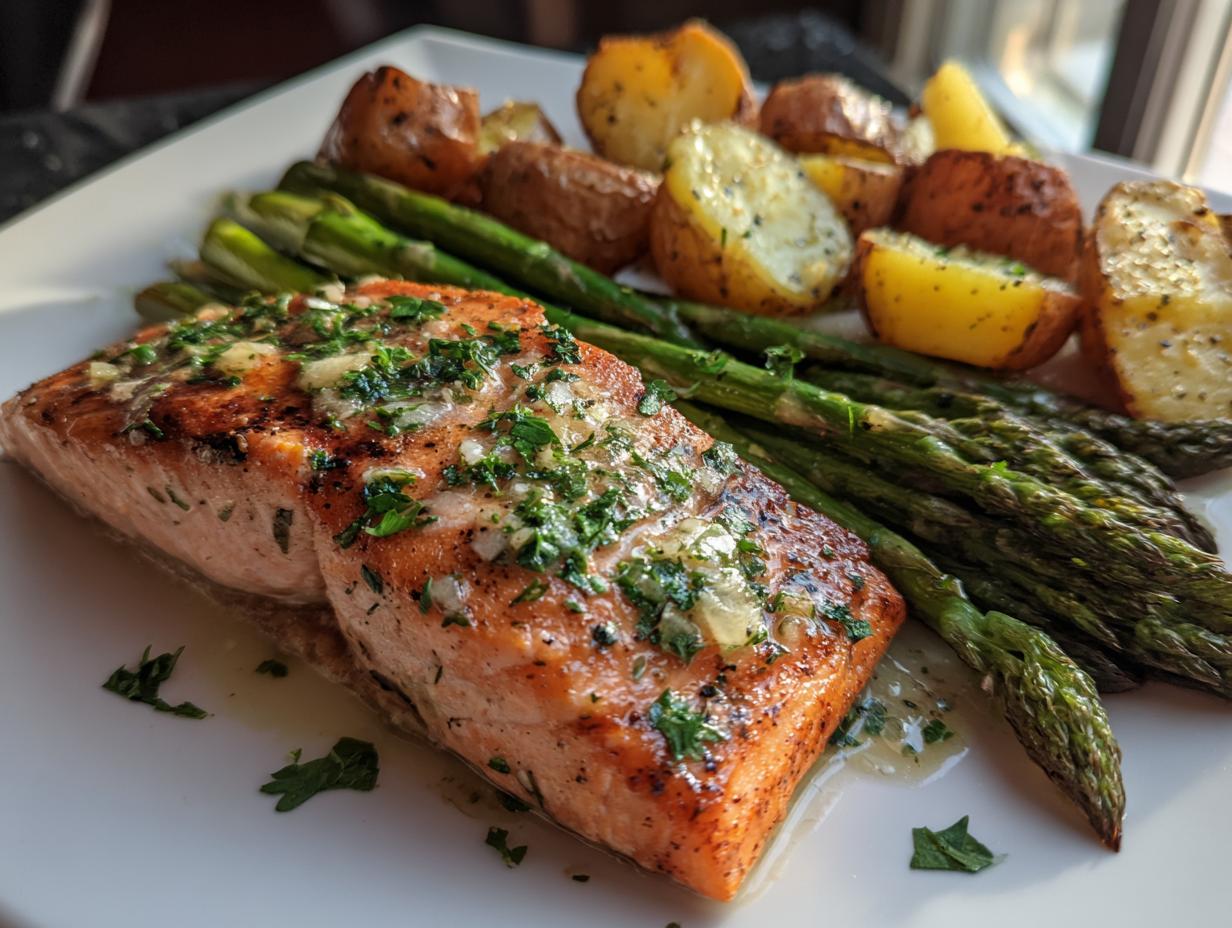 Amazing Garlic Butter Salmon: 1 Pan Wonder 6 Garlic Butter Salmon with Asparagus and Potatoes - detail 2
