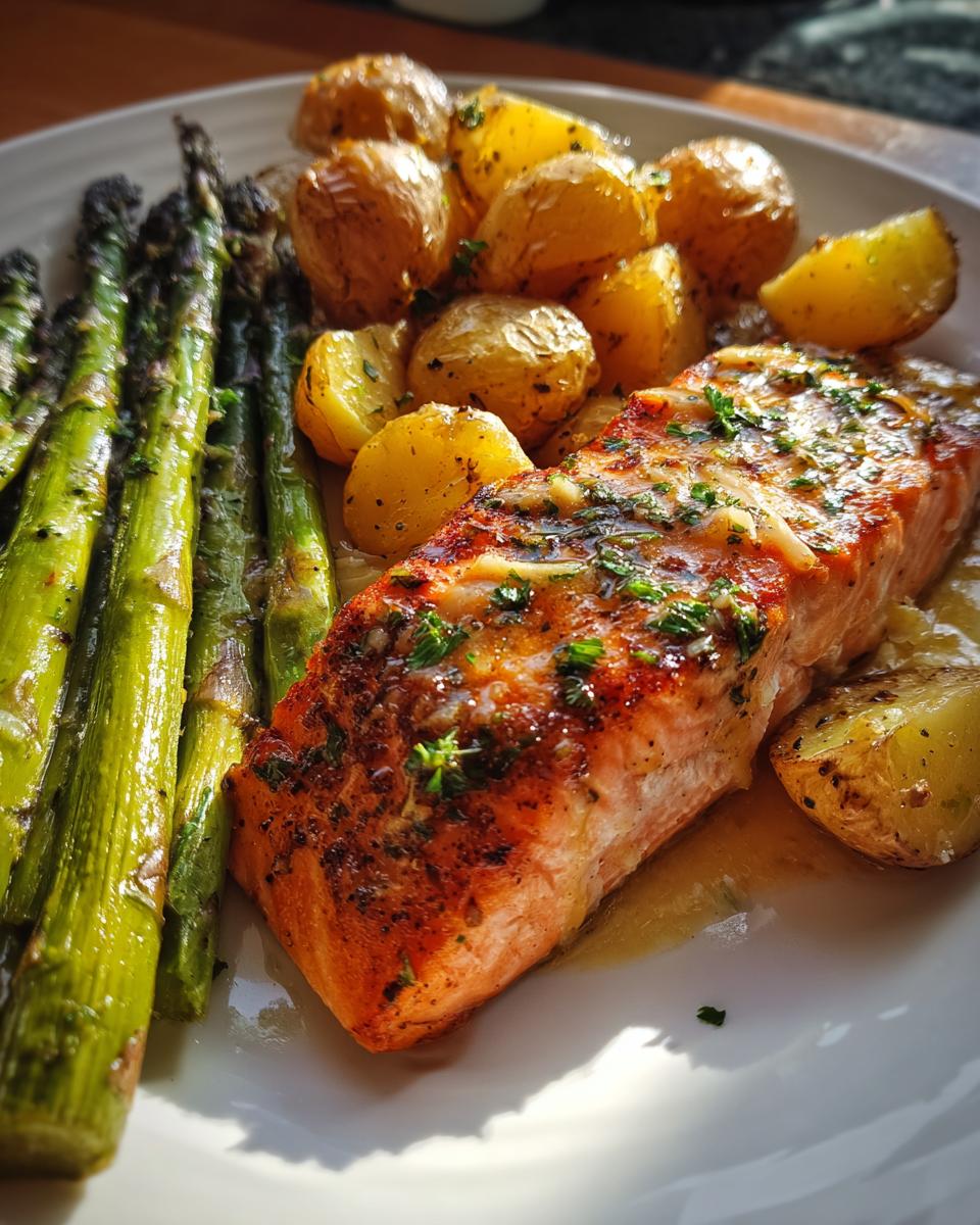 Amazing Garlic Butter Salmon: 1 Pan Wonder 7 Garlic Butter Salmon with Asparagus and Potatoes - detail 3