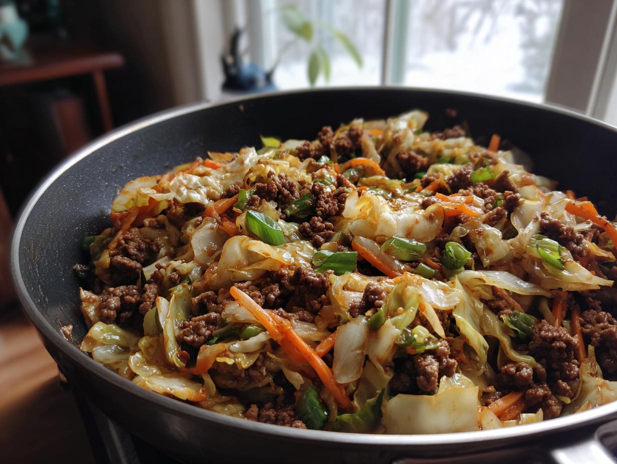 25-Minute Keto Egg Roll in a Bowl - Irresistible Flavor 7 Ground Beef Egg Roll in a Bowl – Keto Friendly Recipe - detail 3
