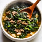 Healthy Ground Beef Soup with Spinach & Beans