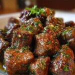 High Protein Slow Cooker Garlic Butter Beef Bites - Easy Dinner Recipe!