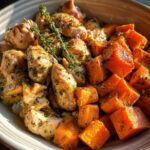 Maple Dijon Chicken & Roasted Sweet Potato Bowls - The Comfort Spoon