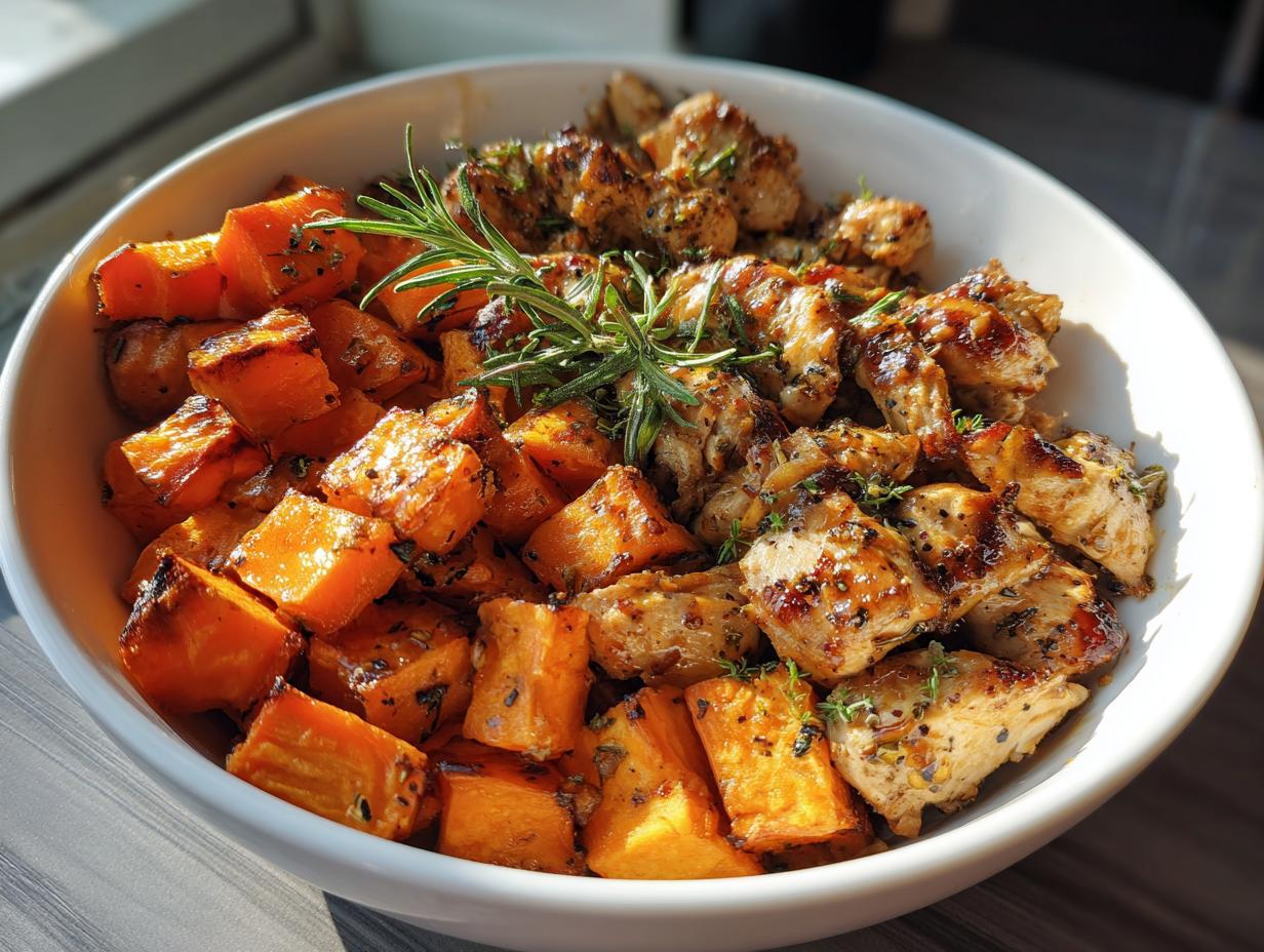 Amazing Maple Dijon Chicken Bowls 550 Cal 7 Maple Dijon Chicken & Roasted Sweet Potato Bowls - The Comfort Spoon - detail 3