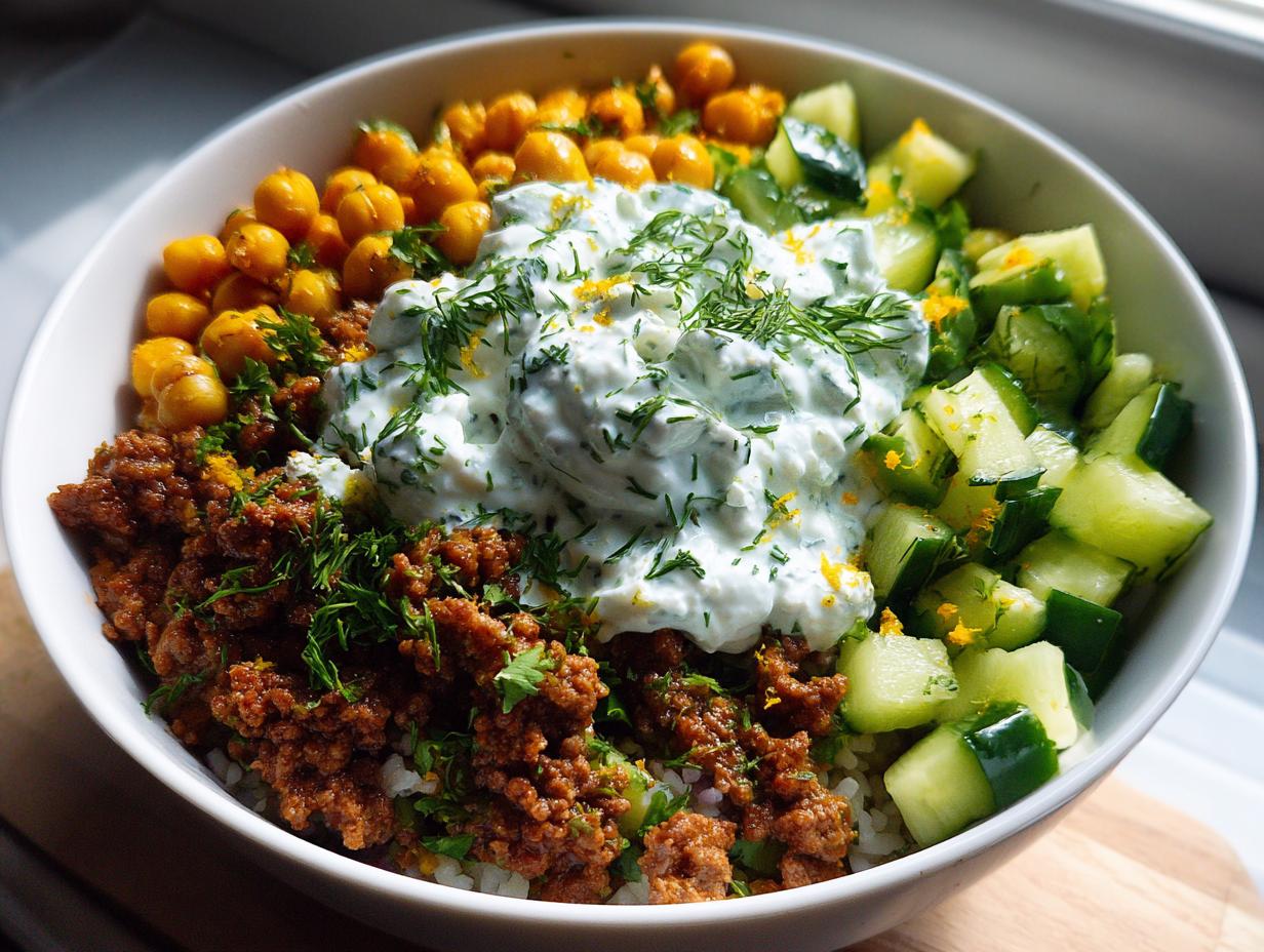 25-Minute Mediterranean Ground Beef Bowls - Savory Bliss 5 Mediterranean Ground Beef Meal Prep Bowls - detail 2